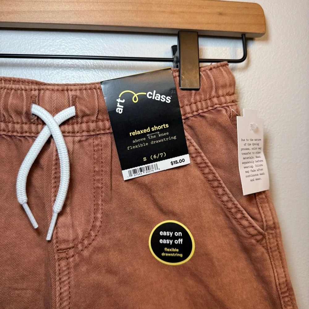 Art Class Boys Relaxed Shorts Rust Brown Elastic Drawstring Size Small 6/7 NWT